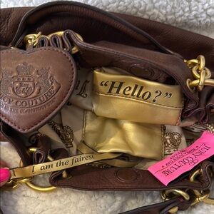 Juicy Couture Brown and Gold Shoulder Bag with Heart Detail